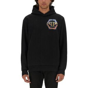 PHILIPP PLEIN Embellished Logo Hoodie Men BLACK Sweaters & Cardigans